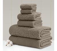 Amrapur Overseas Lot de 6 Serviettes Jacquard en Fil Teint Diamant Taupe