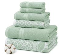 Amrapur Overseas Modern Threads Lot de 6 Serviettes réversibles en Fil Teint Jacquard - Serviettes de Bain, essuie-Mains et débarbouillettes - Super absorbantes et à séchage Rapide - 100% Coton
