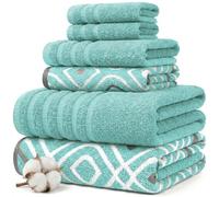 Amrapur Pacific Coast Textiles Oxford Lot de 6 Serviettes en Fil Teint Bleu Turquoise 40,6 x 25,4 x 12,7 cm