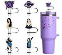 Amreich Lot de 6 capuchons de paille en silicone compatibles avec les gobelets Stanley 30 de 1,2 l pour pailles de 9 à 12 mm de diamètre - Violet