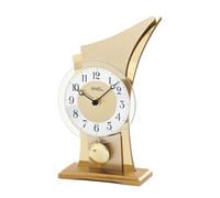 AMS 1137 Horloge de table à quartz avec pendule dorée moderne incurvée avec verre