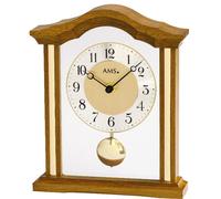 AMS 1174/4 Horloge de table à quartz avec pendule analogique bois chêne avec verre