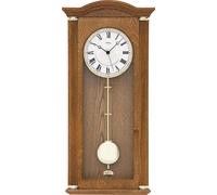 AMS 5014/4 Horloge murale radiofréquence analogique avec pendule en bois de chêne Horloge à pendule