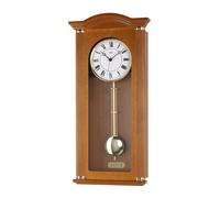 AMS 5014/9 Horloge murale radiofréquence avec pendule en bois couleur cerisier Horloge à pendule
