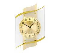 AMS 5515 Horloge murale radio analogique dorée avec verre moderne