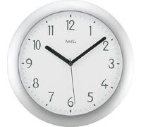 AMS 5843 Horloge murale radio analogique argentée ronde