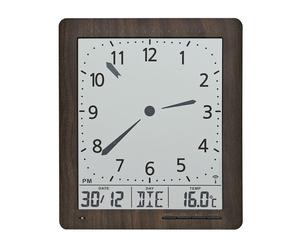 AMS 5893 Horloge murale radio numérique noire Date Thermomètre Fonction réveil