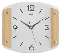 AMS 5938 Horloge murale radio analogique argentée moderne avec verre et aluminium