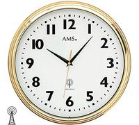 AMS 5963 Horloge Murale Radio-pilotée analogique en Laiton Doré
