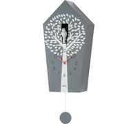 AMS 7287 Coucou Horloge murale à quartz avec pendule rouge gris avec motif arbre Horloge à pendule