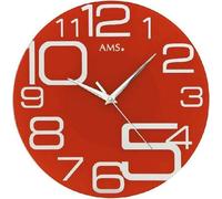 AMS 9462 Horloge murale quartz analogique rouge ronde moderne