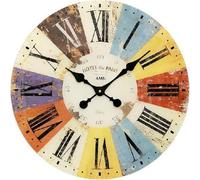 AMS 9467 Horloge murale à quartz analogique ronde vintage rétro shabby
