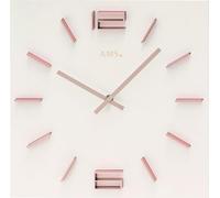 AMS 9592 Horloge murale à quartz analogique blanche carrée