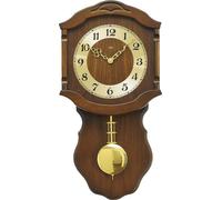 AMS 964/1 Horloge murale à quartz avec pendule en bois doré, couleur noyer