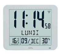AMS-Uhrenfabrik Horloge murale 5884 – radiofréquence numérique, date, thermomètre, réveil