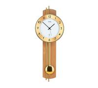 AMS Horloge Murale Moderne 5266/18 à Pendule sans Fil Bois de Hêtre Plaqué Aluminium 22 x 62 x 8 cm