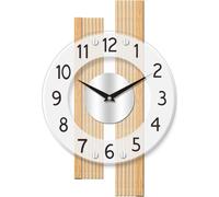 Horloge murale radiocommandée moderne 28 x 41 x 5cm hêtre-verre - AMS Modèle : 5874