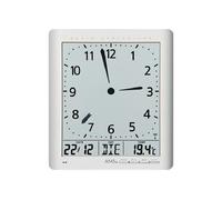 Horloge murale radio AMS, mouvement radio avec affichage analogique de l'heure et affichage numérique de l'heure date jour de la semaine température, 21x24x3cm, 5898