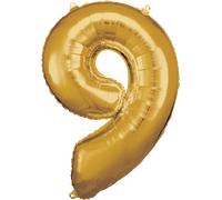 AMSC BALLON 9 GO - Ballon en feuille AMSCAN numéro 9 or