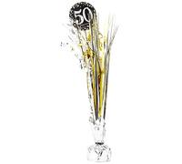 amscan 10132707 Centre de table 50ème spray doré pailleté 33 cm, noir/argent