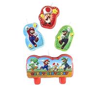 Amscan 171554-55- 4 Bougies Personnages Super Mario Cire/Plastique Hauteur 4,5/6 cm