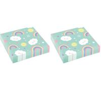 amscan 20 Serviettes Arc-en-Ciel et Nuage, 11012281, Motif :, Taille Unique (Lot de 2)