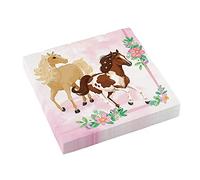 Amscan Serviettes en papier Poney, Chevaux et Fleurs 20 serviettes 33 cm
