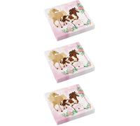 amscan 20 Serviettes Papier Poney Chevaux Fleurs 33CM (Lot de 3)