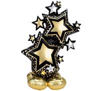 Amscan Ballon en aluminium Airloonz Star HNY 4246311 rempli d'air 86 x 149 cm Or et noir