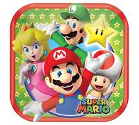 Amscan 541554 18 cm Super Mario Assiettes en Carton carrées