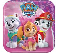 amscan 541665-66 - 8 Paquet Paw Patrol Assiettes en carton carrées 18cm, Blanc