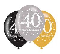 amscan - 6 ballons Anniversaire 40 ans - Coloris Assortis
