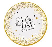 Amscan 8 Assiettes Rondes Papier Golden Wishes 23 cm