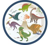 Lot 8 assiettes 18cm en papier Dino - Joyeux Dinosaure - Happy Dinosaure - Amscan