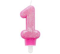 Amscan 9900761, Bougie d’Anniversaire en Forme de numéro 1 ornée de Paillettes, mesurant 7,6 cm