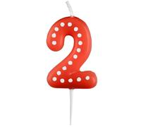 Amscan 9900912 - Bougie chiffre 2, hauteur 6,5 cm, bougie de gâteau, décoration de gâteau, anniversaire, décoration (La bougie viendra dans une COULEUR ALÉATOIRE)