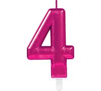 Amscan 9901772 Chiffre 4 Finition métallique Celebration Bougies,Rose