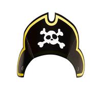 Amscan 9902129 Lot de 8 Chapeaux de fête Pirate 27,5 x 18,5 cm avec Bande élastique, Chapeau en Papier, Chapeau de Chapeau, Casquette, tête de Mort, Chapeau d'anniversaire, Carnaval, Accessoire