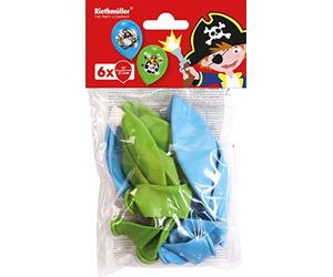 amscan 9902174 Lot de 6 Ballons en Latex, Motif Pirate, env. 27,5 cm, pour Anniversaire, fête