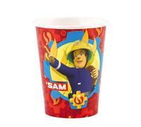 amscan 9902176-66 - SAMS Le Pompier - Lot de 8 gobelets jetables en Papier, contenance 250 ML, pour fête d'anniversaire d'enfant