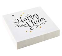 amscan 9902272 Lot de 20 serviettes Wishes Blanc/noir/doré 33 x 33 cm