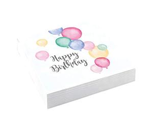 Amscan 9903711 Lot de 20 serviettes Happy Birthday, 33 x 33 cm, couleurs pastel, pour les anniversaires.