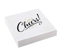 amscan 9903730 20 Cheers Golden Wishes Serviettes Blanc/Noir 33 x 33 cm