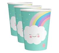 amscan 9904301 - Gobelets en Papier - Arc-en-ciel et Nuage - 250 ml - 8 pièces (Lot de 3)