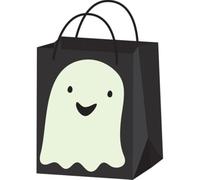 amscan 9907452 - Sac à Bonbons fantôme Halloween en Papier, Sac de Transport, Sac Cadeau, Sac Cadeau pour Halloween, Noir et Blanc.
