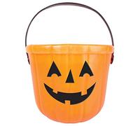 amscan 9907453 Seau en plastique avec visage de citrouille amical pour Halloween pour collecter ou distribuer des bonbons sucrés ou acides