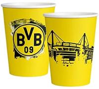 amscan 9908526-66 Lot de 8 gobelets en Papier Borussia Dortmund pour Football, fête, Anniversaire, 250 ML, Multicolore
