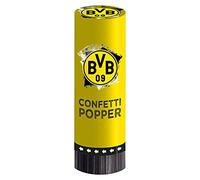 amscan 9908538 - Lot de 2 pétards de fête BVB, Taille 4,4 x 15,2 cm, Borussia Dortmund, confettis, Cadeaux, Guirlande, Football, fête, Anniversaire, Noir/Jaune