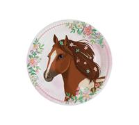 amscan 9909874-66 - Assiettes Beautiful Horses 8 pièces, diamètre 22,8 cm, papier, chevaux, assiettes en carton, assiettes jetables pour fête d'anniversaire d'enfant