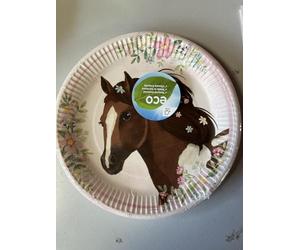 amscan 9909874-66 - Assiettes Beautiful Horses 8 pièces, diamètre 22,8 cm, papier, chevaux, assiettes en carton, assiettes jetables pour fête d'anniversaire d'enfant